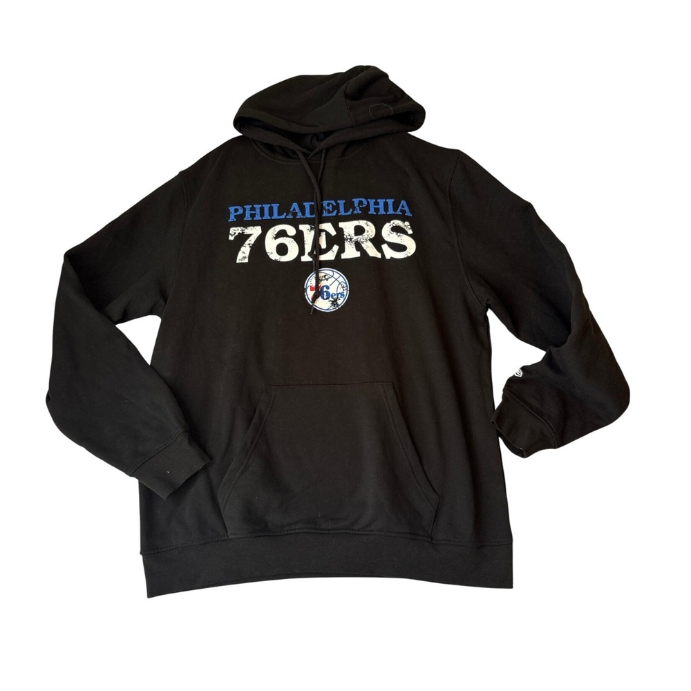 New Era Philadelphia 76ers Hoodie Mens Black Graphic Pullover SIZE XL NWT